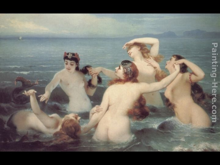Charles Edouard Boutibonne Mermaids Frolicking in the Sea